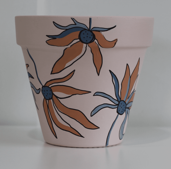 Coral Floral Plant Pot